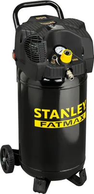 Produktbild von Stanley Luftkompressor, 30 L, 1100 W, netzbetrieben, 1-Zylinder, 2-Rad, mit Transportrollen und gummiertem Tragegriff, Schwarz-Gelb