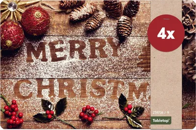 Produktbild von Abwaschbare Tischsets 4er Set Weihnachten Merry Christmas