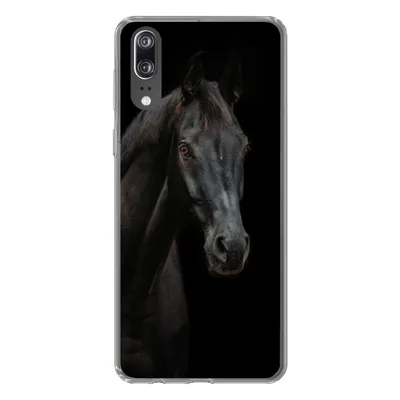 Produktbild von MuchoWow® Handyhülle Schutzhülle Hülle für Huawei P20 Pferd - Nutztier - Schwarz Silikon Softcase Handy Hülle - Hardcover