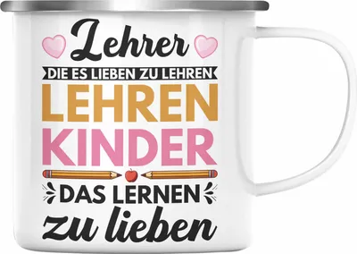 Produktbild von Trendation - Lehrer Abschiedsgeschenk Lehrerin Geschenk Emaille Tasse zum Abschied Klassenlehrerin Danke Geschenkidee (Silber)