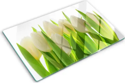 Imagen del producto de Cubierta para placa de cocina – Cubierta para placa de inducción – Placa de vidrio protectora – 80x52 cm – Placas de vidrio protectoras para cocina – Vidrio templado – Tulipanes