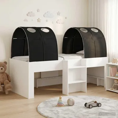 Produktbild von Möbel Bett mit Tunnel 4 pcs Weiß und Schwarz HolzwerkstoffGartensofas - Gartensofas c4988