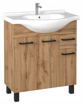 Zdjęcie produktu dla Szafka łazienkowa z umywalką stojąca pod umywalkę dąb wotan loft 75 cm