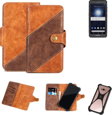 Produktbild von K-S-Trade Handy-Hülle Schutz-Hülle Bookstyle Case Wallet-Case kompatibel mit RugGear RG655 Handy Cover Bumper Kantenschutz Smartphone dunkelbraun