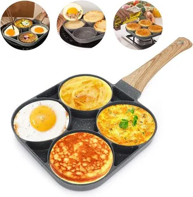 Produktbild von Famanu Pfanne 4 Fächer 24 cm - Multifunktional für Eier und Mini-Pfannkuchen, induktionsgeeignet