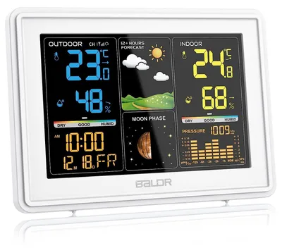 Productafbeelding van Draadloos weerstation met buitensensor, digitaal kleurendisplay, DCF-radioklok, thermometer, hygrometer