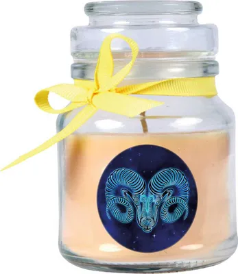 Produktbild von HS Candle "Sternzeichen" Duftkerze Vanille im Bonbonglas ( Widder ) - viele Motive zur Auswahl, 120g - Brenndauer bis zu 30 Std - Aries