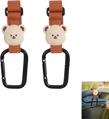 Produktbild von Kinderwagenhaken 2 Stück, Aluminiumlegierung, mit Karabiner, schwarz, für Kinderwagen