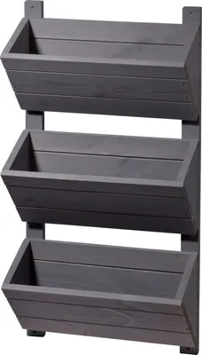 Zdjęcie produktu dla łóżko ścienne dobar z 3 donicami, pionowe łóżko wiszące, 38 x 17,5 x 79 cm, szare