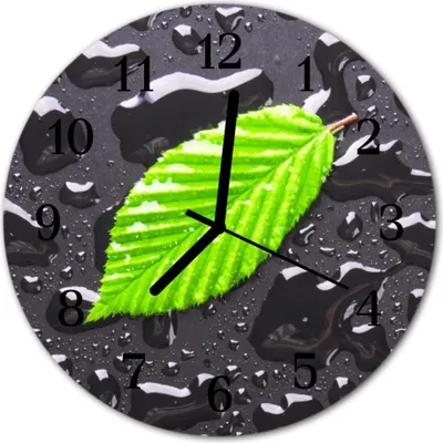 Produktbild von Glasuhr Wanduhr Küchenuhr Echt-Glas 30fi cm Blatt grün