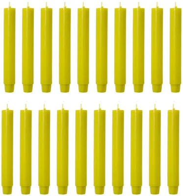 Produktbild von Rustik Lys Rustic Tischkerzen, 20er-Set – Ocker – 2,6 x 18 cm – Lange Brenndauer
