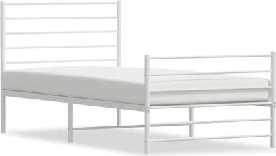 Obrázek produktu pro vidaXL Postel s čelem a nohou kovová bílá 100x200 cm