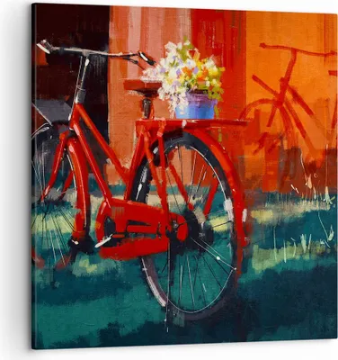 Produktbild von Bild auf Leinwand - Leinwandbild - Fahrrad Blumen - 50x50cm - Wand Bild - Wanddeko - Wandbilder - Leinwanddruck - Bilder - Kunstdruck - Wanddekoration - Leinwand bilder - Wandkunst - AC50x50-3712