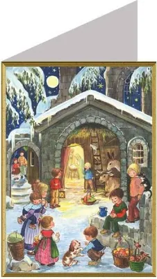 Imagen del producto de Tarjeta de Navidad con la ilustración del nacimiento de Jesús, realizada con cariño