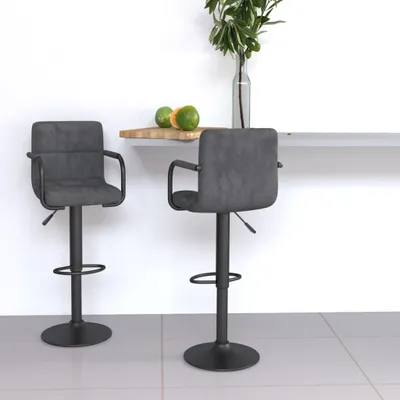 Produktbild von Maison Exclusive - Barhocker 2 Stk. Dunkelgrau Samt