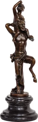Produktbild von Bronzeskulptur kleiner Bacchus Wein Faun im Antik-Stil Bronze Figur Statue 31cm