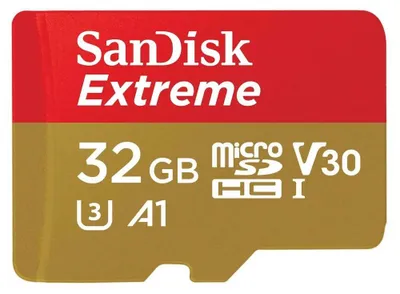 Produktbild von Sandisk SDSQXAF-032G-_N6MA Extreme Micro SDHC CL.10 UHS-I U3 V30 A1 microSDHC Speicherkarte, 32 GB, Class 10 / UHS-III