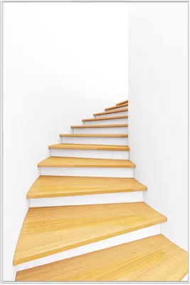 Produktbild von Wallario Wandbild Wendeltreppe aus hellem Holz, Größe: 61 x 91,50 cm, Poster mit weißem Aluminiumrahmen