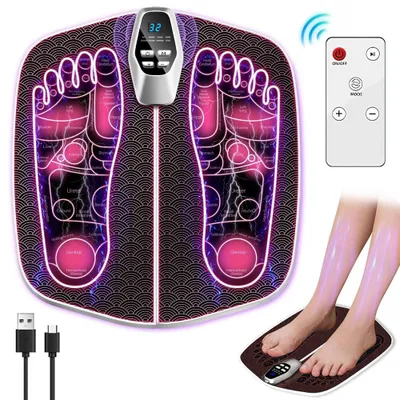 Produktbild von Fußmassagegeräte, Fußmassagematte, 8 Modi und 32 Intensitäten, Durchblutung und Schmerzlinderung, Niederfrequenz-Pulsmuskel EMS-Technologie