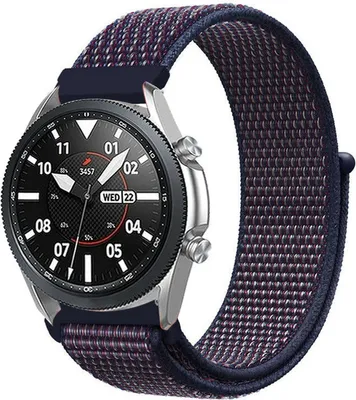 Produktbild von Strap-it Samsung Galaxy Watch 3 45mm Nylon Armband (Lila-Blau)