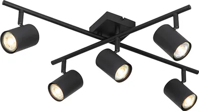 Produktbild von QAZQA - Moderne Deckenleuchte I Deckenlampe I Lampe I Leuchte schwarz 5-flammig verstellbar quadratisch - Jeana I Wohnzimmer I Schlafzimmer - Stahl Quadratisch - LED geeignet GU10