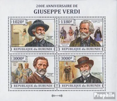 Produktbild von Briefmarken Burundi 2013 Mi 3258-3261 Kleinbogen (kompl.Ausg.) postfrisch Giuseppe Verdi
