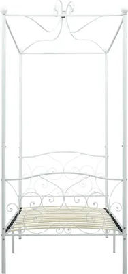 Obrázok produktu pre vidaXL Rám postele s baldachýnom biely kov 100 x 200 cm