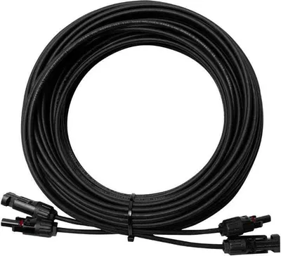 Produktbild von 15 m 6 mm² Solarkabel PV Kabel schwarz mit Buchse und Stecker T4 kompatibel