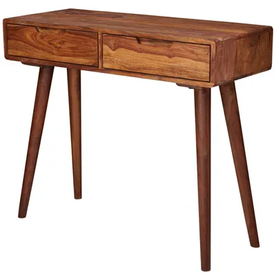 Produktbild von Konsolentisch WL5.577 90x76x36cm Sheesham Massivholz mit Schubladen, Design Holz Anrichte Konsole Massiv, Kleiner Landhaus Schreibtisch Flurtisch, Schminktisch Ablagetisch Natur