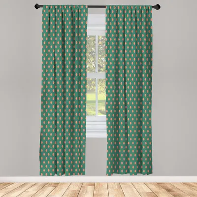 Produktbild von ABAKUHAUS Punktmuster Vorhänge 2 Panel Set für Wohnzimmer Schlafzimmer Nachbildung, Kleine Kleine Retro Kreis Vintage Style Geometrische Motive Runde Zusammensetzung, 150 cm x 175 cm, Resedagrün
