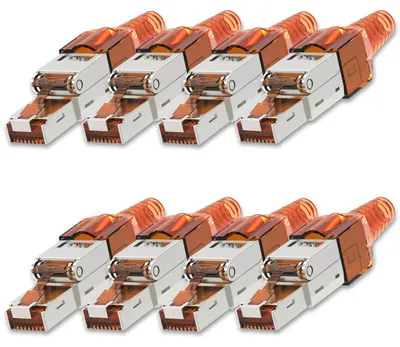 Produktbild von NEXMEX 8x Netzwerkstecker Cat 7 CAT7 RJ45 Stecker Werkzeuglos Metall 10GBit/s