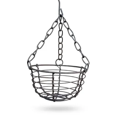 Produktbild von Mini Hängekorb aus Metall im Vintage-Look, dunkelbraun