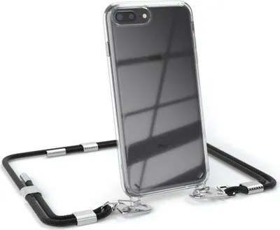 Produktbild von EAZY CASE Handykette für Apple iPhone 8 Plus / 7 Plus, Transparente Silikonhülle mit Band, Clear Case, abnehmbar in  Schwarz