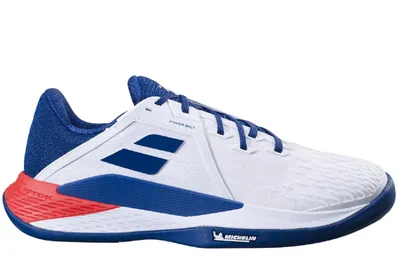 Produktbild von Babolat Propulse Fury 3 Clay Tennisschuhe Sportschuhe weiß/blau/rot 30S24425-1005, Schuhgröße:49 EU