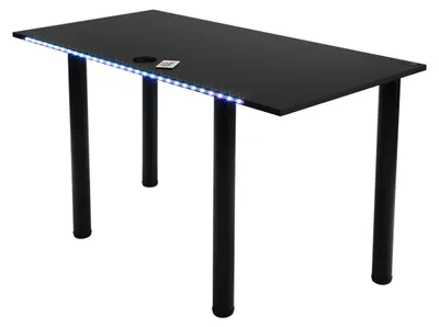 Produktbild von MÖBELSYSTEM Tisch mit LED-Beleuchtung, Kabelmanagementsystem/Kabeldurchgänge,Schwarz