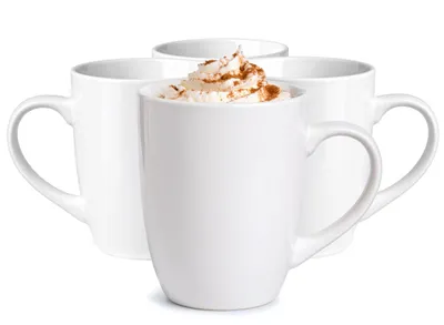 Keramikbecher-Set, 4 Tassen, 300 ml, spülmaschinengeeignet, weiß
