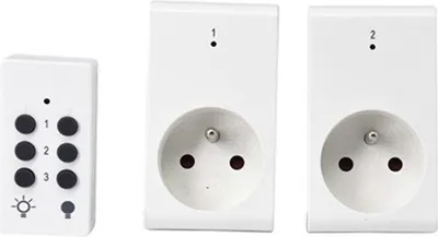 Immagine prodotto di Set di 2 prese wireless con telecomando, 230 V, portata 25 m, 3 canali, 1000 W