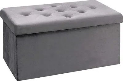 Produktbild von Famanu Sitzbank mit Stauraum - faltbarer Hocker aus Samt, 76 x 38 x 38 cm (Grau)