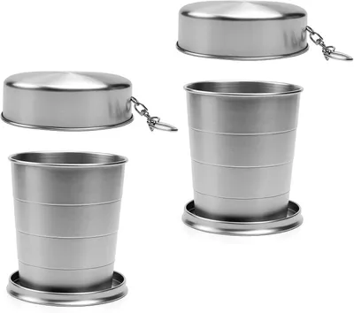 Produktbild von Faltbecher 250 ml, Edelstahl, mit Deckel, für Camping