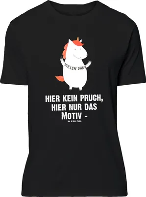 Produktbild von Mr. & Mrs. Panda Tshirt Einhorn Dankeschön - Schwarz - Geschenk, Unicorn, T-Shirt, mit Spruch, Danke, Danksagung, Shirt, Einhörner, Große Größen, Oversize, Vielen Dank