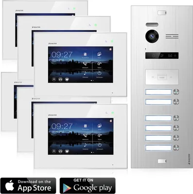 Produktbild von Video Türsprechanlage mit Smartphone App für 6 Familienhaus, 6x Monitore, Balter EVO WLAN