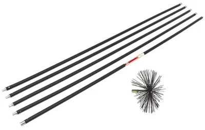 Produktbild von Schornsteinbesen 6tlg Set 7M Stab 200mm Kaminbesen Schornstein Kamin Reinigung