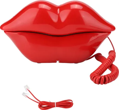 Produktbild von WX 3061 Multifunktionales Telefon in niedlicher Lippenform, Tischgerät, Wohnaccessoire-Set, rot