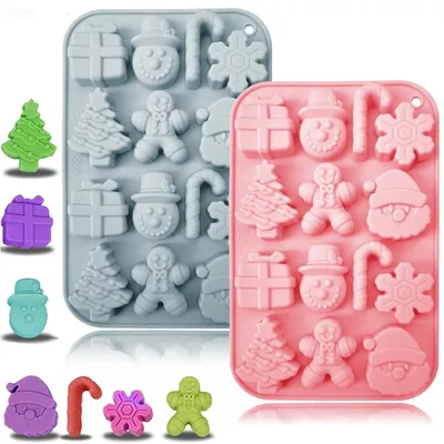 Produktbild von 2er Set Silikonform Weihnachten Backform Lebkuchenmann Weihnachtsbaum Schokolade