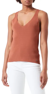 Immagine prodotto di TOM TAILOR, maglia basic in cotone per donna, modello 1031470, colore marrone nocciola, taglia L