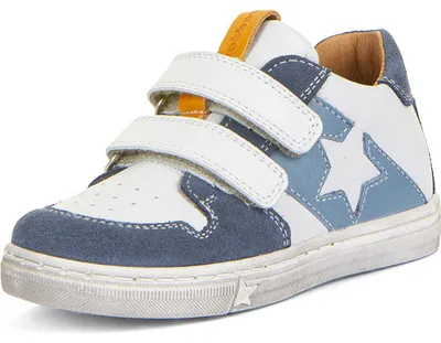 Produktbild von Froddo Dolvy Kinder Ledersneaker mit Klettverschluß Weiß/Blau (White/Denim), G2130365-2 - Gr. 26