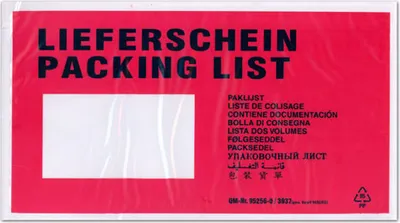 Produktbild von 100 Dokumententaschen Lieferscheintaschen DIN lang