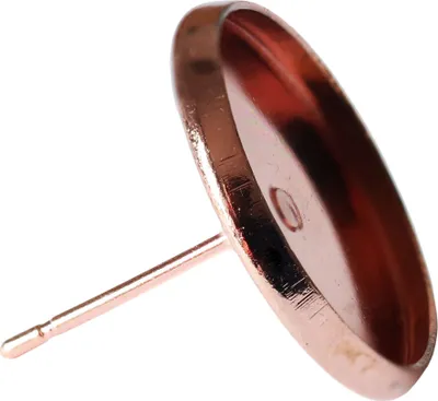 Produktbild von 10 x Ohrstecker Rohling verschiedene Farben mit Rand für Cabochon Klebstein 10-14mm Größe - 12 mm Farbe - Roséfarbend