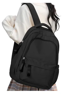 Produktbild von Schulrucksack Damen 14 Zoll Laptop Rucksack Mädchen Tagesrucksack Schwarz 44x28x15cm