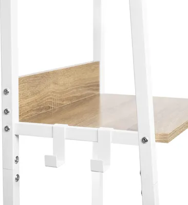 Produktbild von Industrieller Stil 5-lagiger Leiterregal mit Haken - rustikaler Bücherregal - stehendes Regal - Eichen-MDF - 40 cm x 170 cm x 36 cm